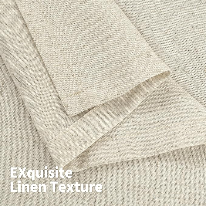 YoungsTex 90 Inch Length Beige Linen Curtains 2 Panels for Living Room, Light Filtering Drapes with Grommet No See Through for Dining Bedroom, 52 X 90 Inch