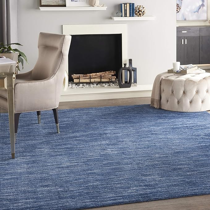 Nourison Home Essentials Indoor/Outdoor Navy Blue 10' x 14' Area Rug, Easy Cleaning, Non Shedding, Bed Room, Living Room, Dining Room, Backyard, Deck, Patio (10x14)