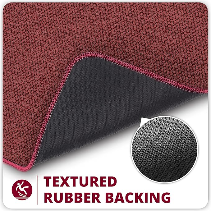 Christmas Bath Mat,Ultra Thin Bathroom Rugs,Bath Mats for Bathroom,No Slip Bath Rugs,Quick Dry,Machine Washable,Low Pile,Absorbent,Shower Outside,Sink,Home Decor Accessories.Red,1'5"x2'3"(2 Pack)