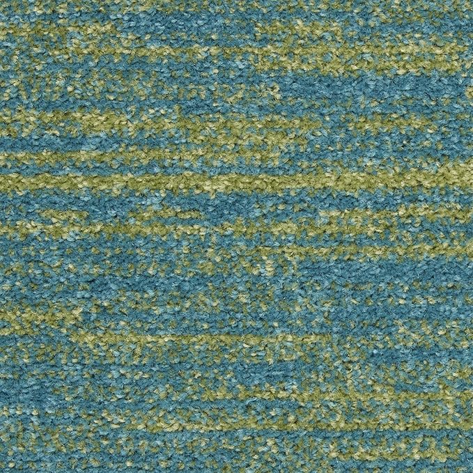 Nourison Essentials Indoor/Outdoor Blue Green 5' x 7' Area Rug, Easy Cleaning, Non Shedding, Bed Room, Living Room, Dining Room, Backyard, Deck, Patio (5x7)