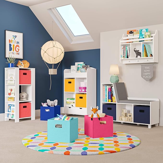RiverRidge Folding Storage Bins with Handles Navy Cube Storage Organizer for Closet, Bedroom & Playroom - Closet Organizers and Storage Set of 4
