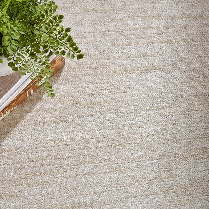 Nourison Home Essentials Indoor/Outdoor Ivory Beige 12' x 15' Area Rug, Easy Cleaning, Non Shedding, Bed Room, Living Room, Dining Room, Backyard, Deck, Patio (12x15)