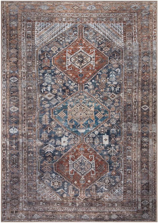 Keen Home Design 4x6 Rug - Machine Washable Area Rug with Non-Slip Backing, Ideal for Living Room, Dining Room, Bedroom - Vintage, Easy Clean, Durable, Low Pile - (4' x 6')