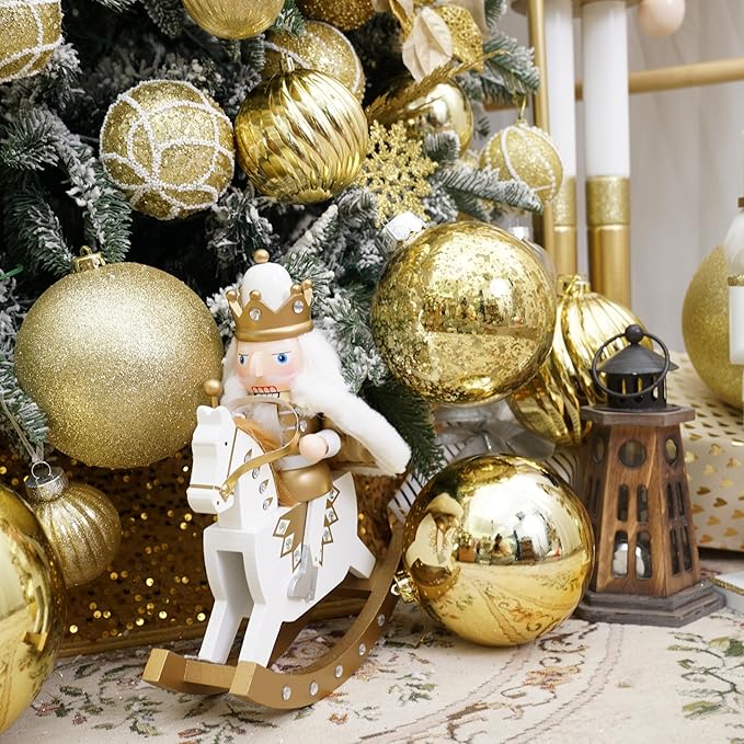 XmasExp Large Christmas Ball Ornaments,2pcs Gold Giant Shatterproof Plastic Hanging Mercury Xmas Ball Decorations Christmas Tree Ornaments (Gold, 6")