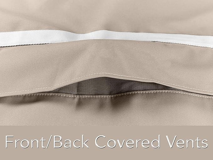 Covermates Prestige Rectangular Ottoman Cover – Premium 900D Polyester with Drawcord Hem, Covered Mesh Vents & Double-Stitched Seams for Outdoor Seating Protection, 32W x 24D x 18H, Clay