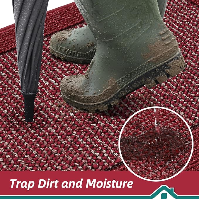 BEQHAUSE Indoor Door Mat 36" x 60", Dirt Trapper Door Mats Non-Slip Entryway Rugs Washable, Resist Dirt Absorbent Welcome Mat, Low Profile Floor Mats for Front Back Door and Entryway, Red