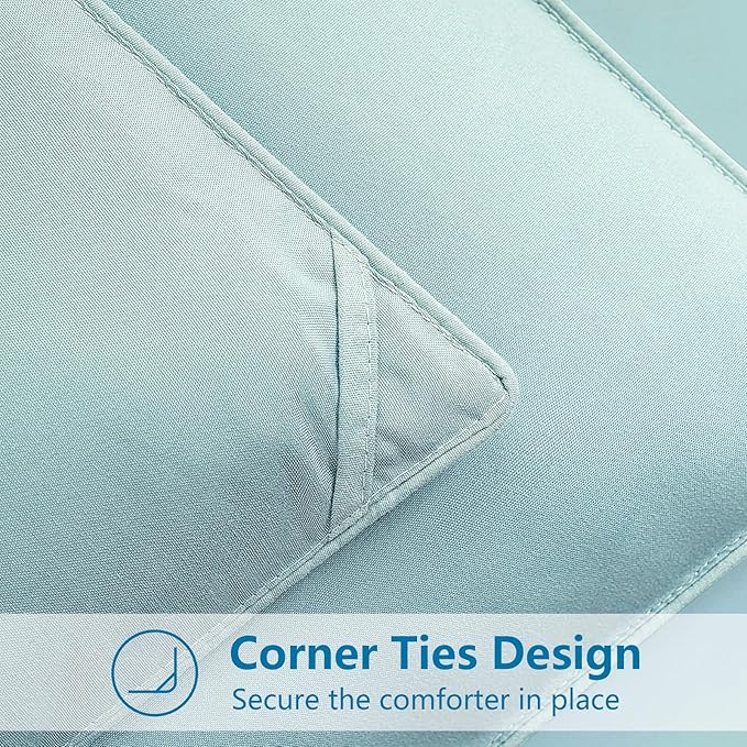 EASELAND Oversized King Down Alternative Comforter - Quilted Duvet Insert for All Seasons, Soft Lightweight with Corner Tabs, Summer Winter Warm Bedding, Aqua 98x116 Inches