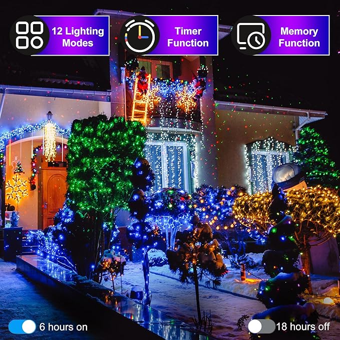 470FT 1500LED Christmas Lights, 12 Modes Blue Outdoor String Lights with Timer & Dimmable, Waterproof Green Wire Christmas String Lights for Indoor Tree Xmas Patio Fence Balcony Garden Party Decor