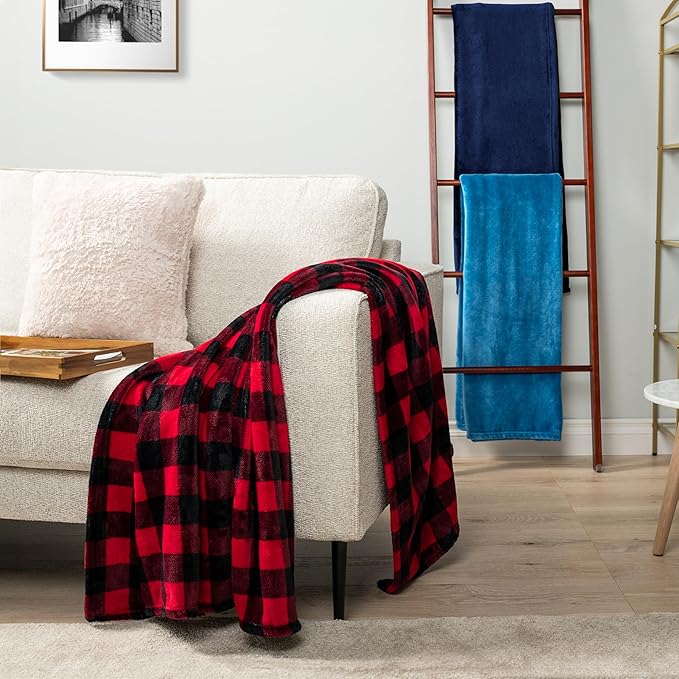 PAVILIA Navy Blue Fleece Throw Blanket for Couch Twin Size, Dark Blue Super Soft Fuzzy Flannel Throw for Sofa, Luxury Plush Microfiber Blanket Twin Bed, Home Decorative Velvet Gift Blanket, 60x80