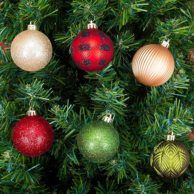Every Day is Christmas Ornaments, Shatterproof Christmas Tree Ornament Set, Christmas Balls Decoration (50 Count 2.24"/57mm, New Woodland)