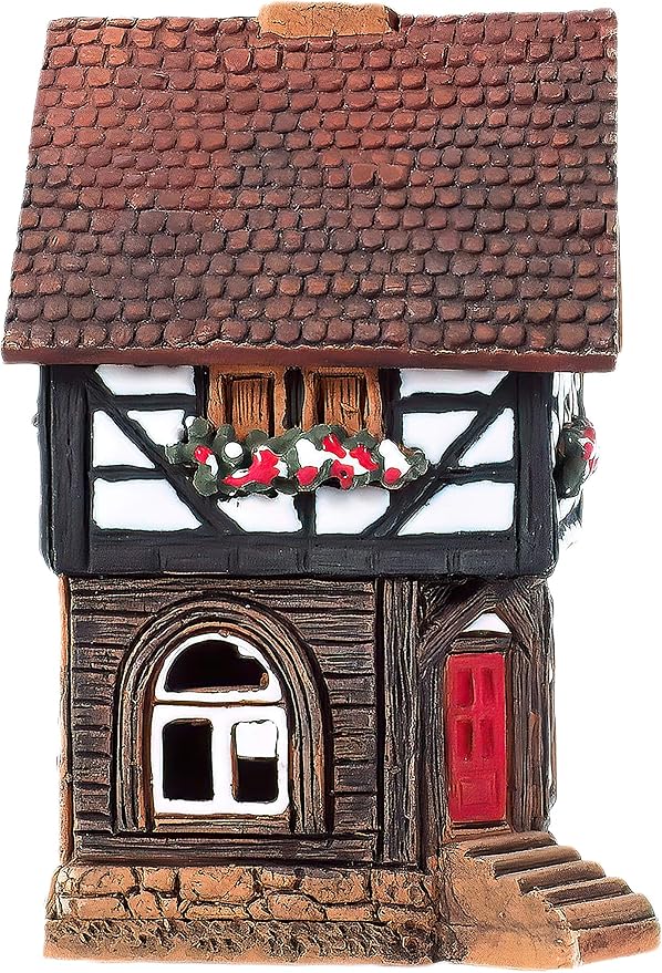 Ceramic Houses and Villages Collection - Handmade Christmas Village House Collectible Miniature of Historic House in Lauterbach Germany - Cone Incense Holder Room Decor Incense Burner S19-6