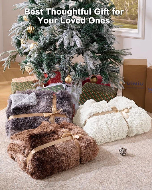 Super Soft Fluffy Faux Fur Throw Blanket for Couch, Fuzzy Sherpa Fleece Cozy Warm Gifts for Women, Room Decor Christmas Plush Thick Throw for Men, Minky Teen Gifts Winter Bedding, 50" x 60"