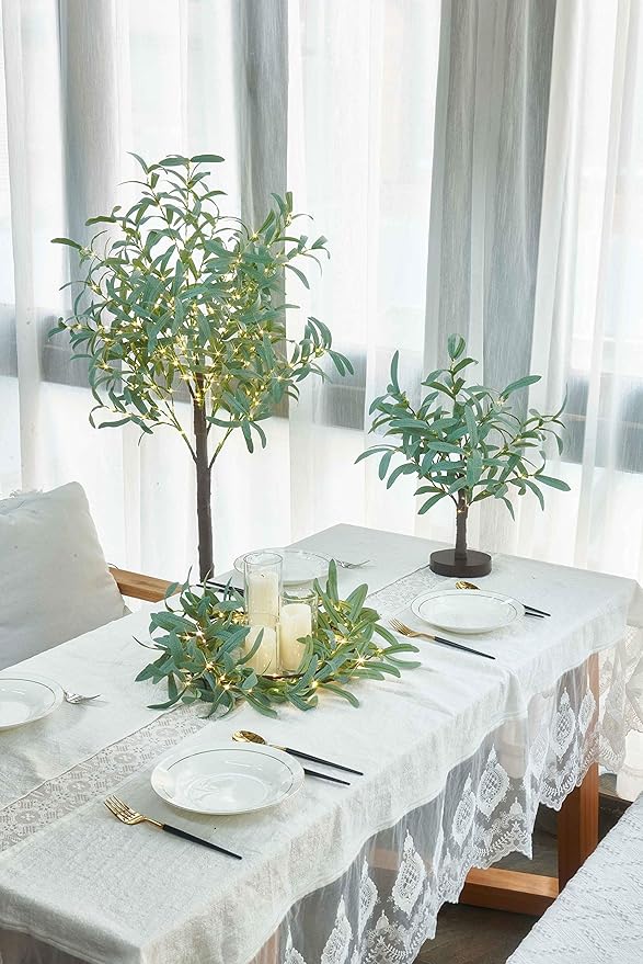LITBLOOM Lighted Olive Garland Battery Operated with Timer 96 Fairy Lights 6FT, Artificial Greenery Twig Vine Lights for Christmas Spring Fireplace Mantle Decoration Indoor Outdoor