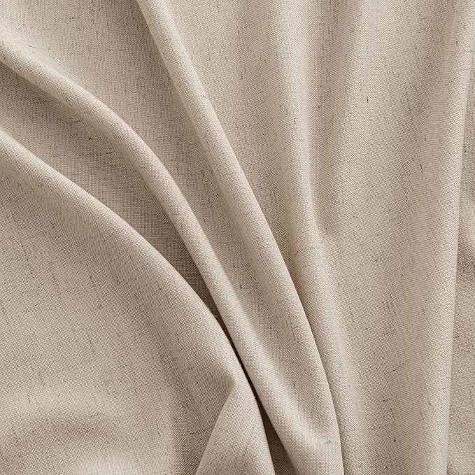 MIULEE Non-See-Through Privacy Linen Curtains 2 Panels, Light Filtering Window Curtains Farnhouse Textured Back Tab Semi Sheer Drapes for Bedroom Living Room, 52 x 90 Inches Long, Taupe