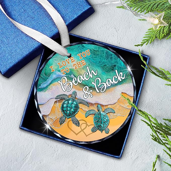 Christmas Couple Gifts for Her Him Boyfriend Girlfriend - Glass Christmas Ornaments 2025 for Tree Decorations - Wedding Anniversary Couples Gifts for Husband Wife Men Women, Sea Turtle Decor