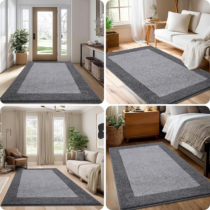 Washable Area Rug 34" x 60", Non Slip Kitchen Rug for Floor, Absorbent Entrance Runner Rug for Bedroom, Living Room, (Roll Packing)