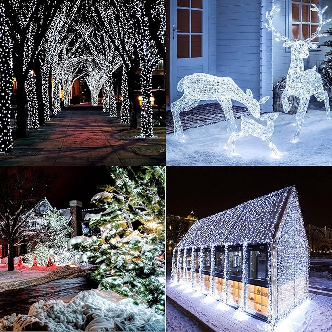 Christmas Lights Cool White, 75 Ft 200 LED Christmas String Lights Connectable, 8 Modes, Timer, Waterproof Fairy Twinkle Lights for Party, Garden, Patio, Home, Wedings, Holiday, Xmas Tree Decorations