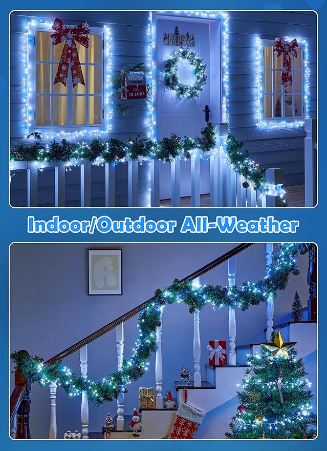Twinkle Lights Battery Operated with Timer, 6Pack Total 720LED 60FT Battery Operated Christmas Lights, Waterproof Starry Firefly Light for DIY Wreath Indoor Outdoor Christmas Decorations