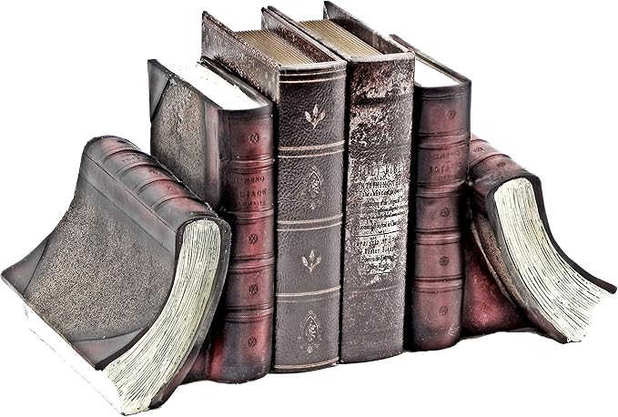 Bellaa 23509 Decorative Bookends Vintage Books Antiques Retro Old World Farmhouse Boho Bookshelf Library Home Decor 7 inch