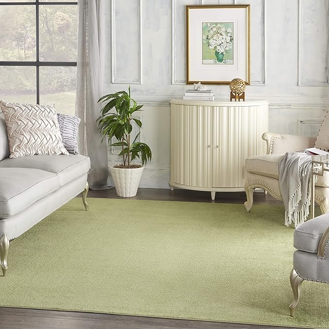 Nourison Home Essentials Indoor/Outdoor Green 8' x 10' Area Rug, Easy Cleaning, Non Shedding, Bed Room, Living Room, Dining Room, Backyard, Deck, Patio (8x10)