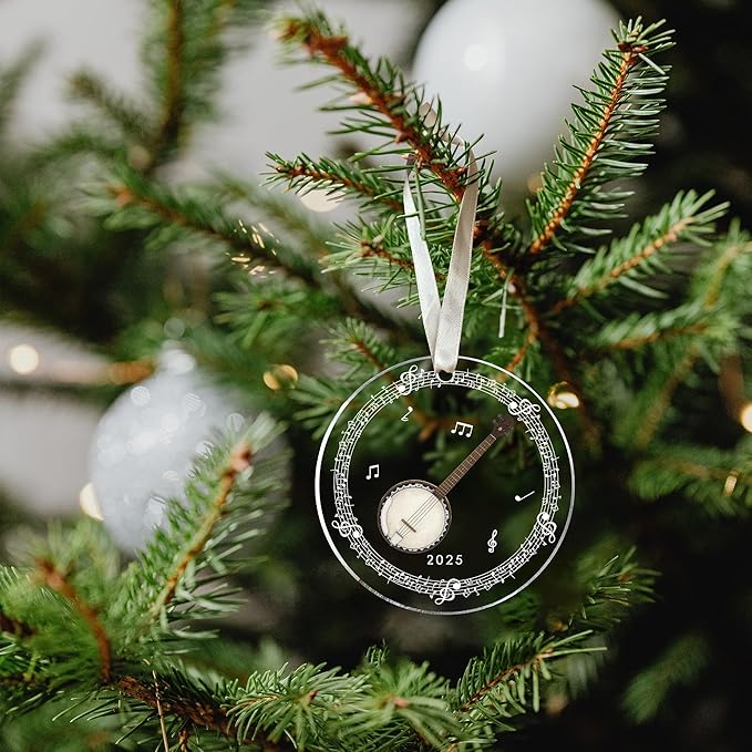 Banjo Ornaments - Banjo Christmas Ornament - Music Ornaments for Christmas Tree - Music Gifts for Lovers, Players, Teachers, Girls, Women - Acrylic Ornament 2025