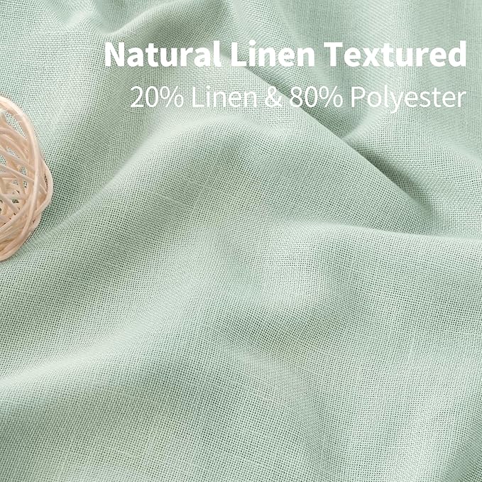 YoungsTex Light Sage Linen Curtains 63 Inch Length for Living Room Window, Light Filtering Textured Drapes with Grommet for Bedroom Kitchen Rustic Farmhouse Lightweight, 2 Panels, 42 X 63 Inch