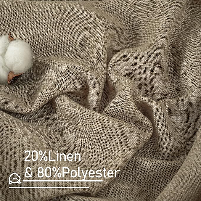 LAMIT Taupe Linen Curtains 54 Inch Length 2 Panels, Light Filtering Panels Back Tab and Rod Pocket Country Decor Drapes for Bathroom/Window/Bedroom, 52 x 54 Inch