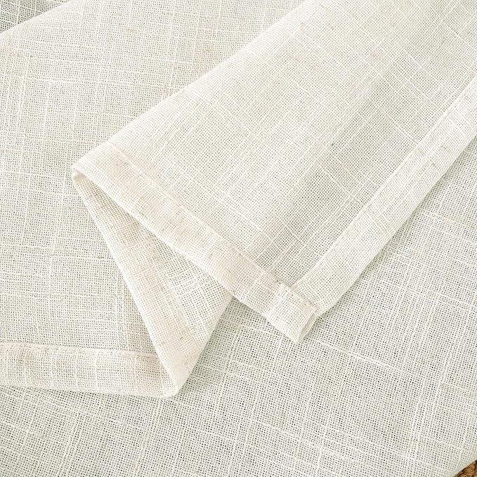 LAMIT Semi Sheer Cream Linen Curtains 36 Inch Length 2 Panels, Light Filtering Panels Back Tab and Rod Pocket Neutral Drapes for Bathroom/Kitchen/Loft Room, 34 x 36 Inch