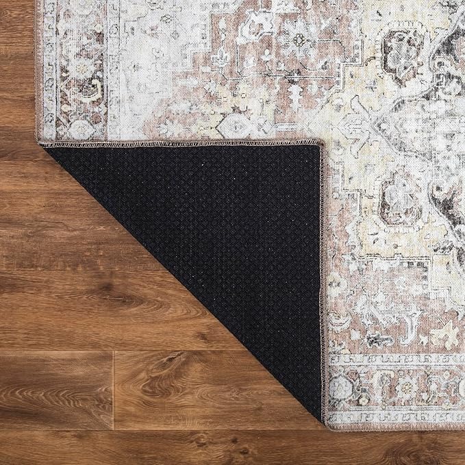 Bloom Rugs Washable Non-Slip 8' x 10' Rug - Blush/Beige Traditional Medallion Area Rug for Living Room, Bedroom, Dining Room, and Kitchen - Exact Size: 8' x 10'