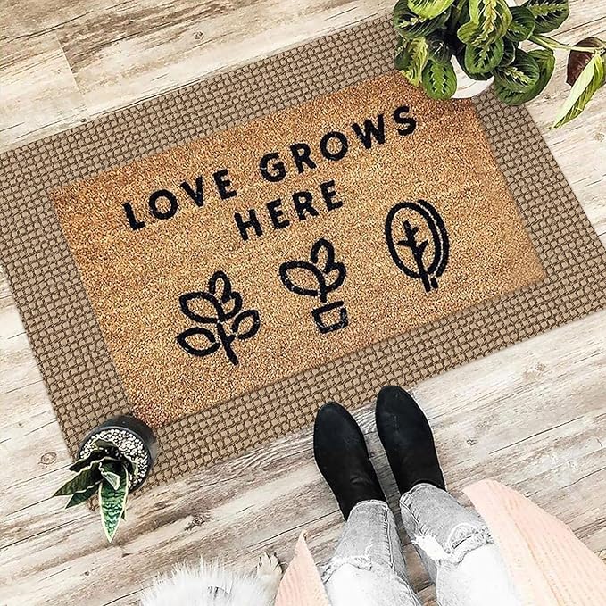 EARTHALL Woven Area Rug 2x3 Ft Washable Rugs for Entryway Braided Non Slip Throw Rugs Door Mat Indoor Outdoor Entrance Small Cotton Woven Carpet for Kitchen Foyer Front Door, Orange/Tan/Brown