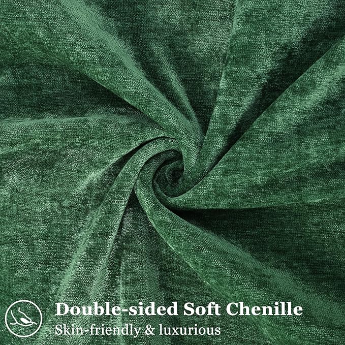 decorUhome Christmas Couch Throw Pillow Covers 26x26 Set of 2, Decorative Soft Euro Velvet Neutral Chenille Pillow Covers with Elegant Design for Sofa Bed Living Room Home Decor, Green