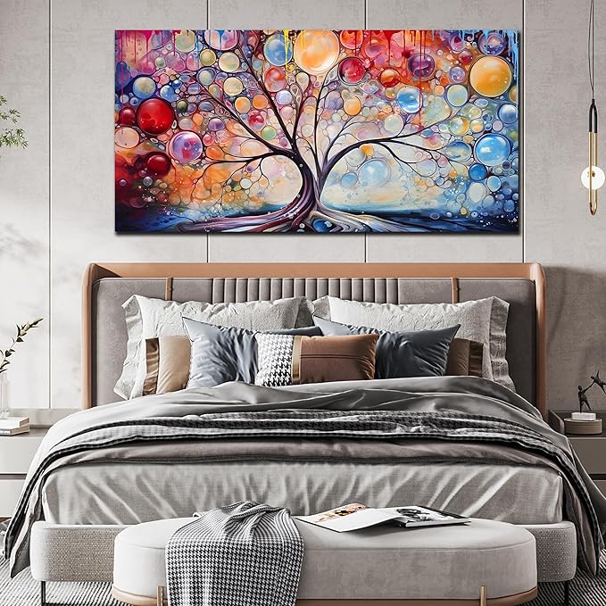 SIXTTART Abstract Canvas Painting Wall Decor - Tree of Life Wall Art Living Room - Large Canvas Art Ready to Hang Size 29" x 59"