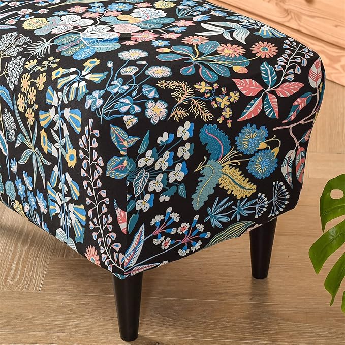 Eco-Ancheng Stretch Ottoman Cover Rectangular Storage Ottoman Slipcover Footrest Stool Covers Ottoman Slipcovers for Foot Stool with Nonslip Elastic Bottom (14,Large)