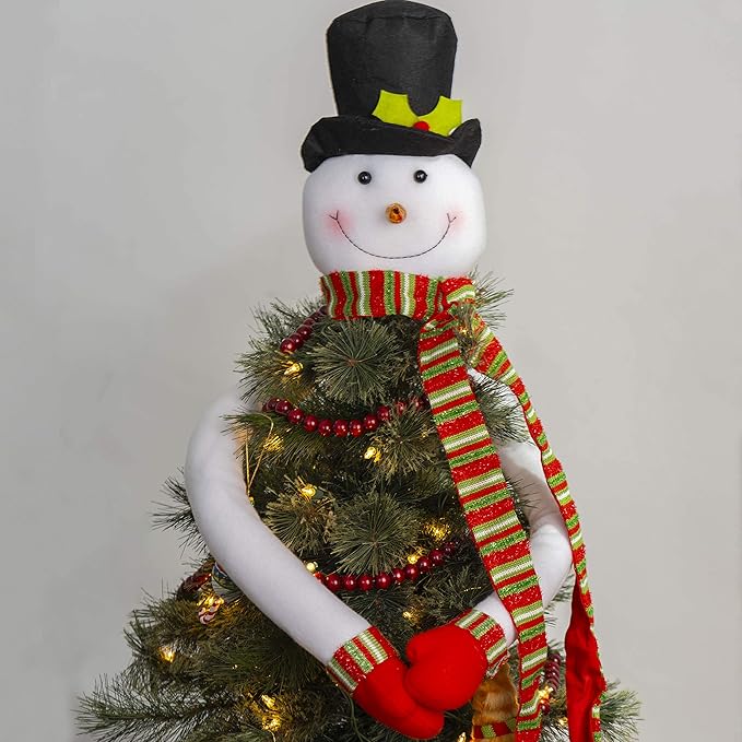 Ornativity Snowman Christmas Tree Hugger - Xmas Holiday Tree Top Winter Snow Man Topper Ornament Decoration for Christmas Tree