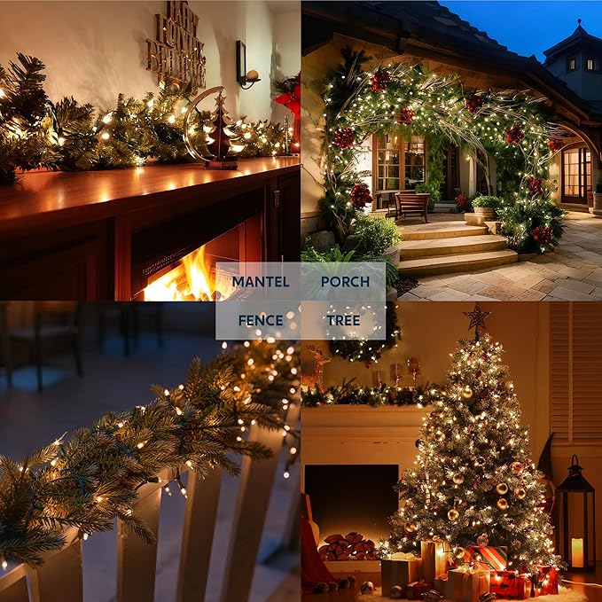 Joiedomi Clear Christmas String Lights Indoor,200(2x100) Mini White Fairy Light,42.8 FT Lighting Decor for Patio Dorm Classroom Bedroom Holiday Wedding Party Garland Birthday Festival,Green Wire