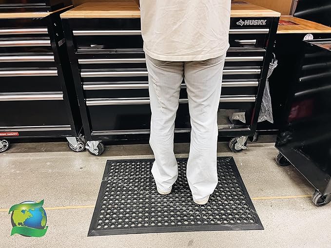 Envelor Anti Fatigue Mat Rubber Floor Mats Door Mat Non Slip Drainage Mat for Entryway, Kitchen, Restaurant, Garage, Heavy Duty Use Doormat, Commercial Floor Mat Industrial 24 x 36 Inches
