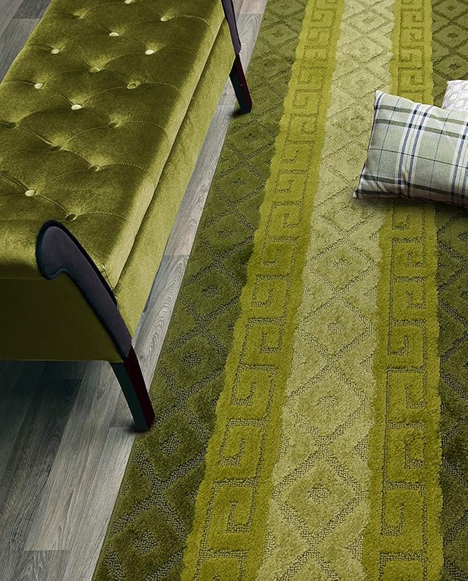 11 ft Non-Slip Green Hallway Kitchen Runner Rug, 2'2" X 11' Washable Carpet - Rubber Backed, Custom Size Floor Mat for Stairs Bedroom Bathroom Entryway, Flexible Length Options
