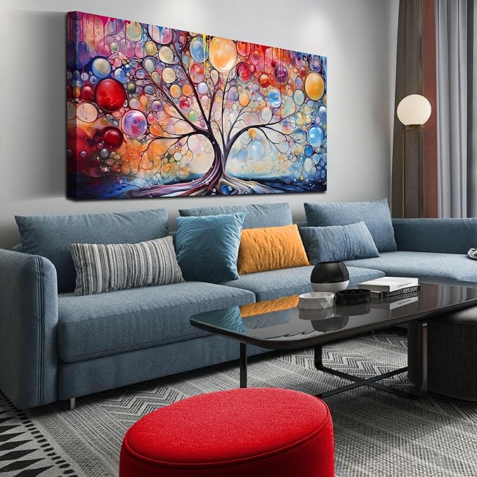 SIXTTART Abstract Canvas Painting Wall Decor - Tree of Life Wall Art Living Room - Large Canvas Art Ready to Hang Size 29" x 59"