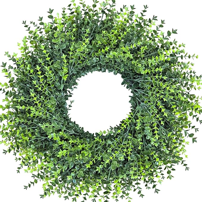 28In Large Boxwoods Door Wreaths for Front Door Spring Summer Outside All Season Green Year Round Artificial Greenery Wreath for Wall Window Rustic Farmhouse Home Outdoor Indoor Decorations