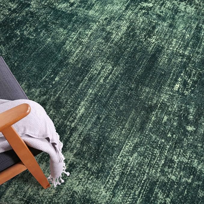 IOHOUZE Abstract Runner Rug 3x16 Ft Washable Runners for Hallways, Non Slip Kitchen Runner Printed Faux Wool Entryway Runner Indoor, Modern Abstract Floor Carpet for Hall Stair, Dark Green