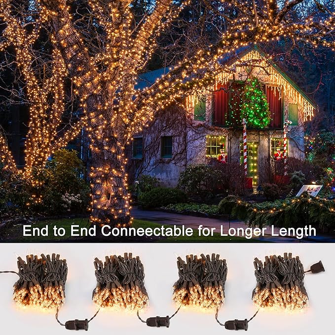 ODEETRONIC Clear Christmas Lights, 69.6ft 300ct Incandescent Christmas Lights, Connectable Outdoor Mini Tree Light Xmas Fairy Light, 120V UL Certified Indoor String for Xmas Party Birthday, Warm White