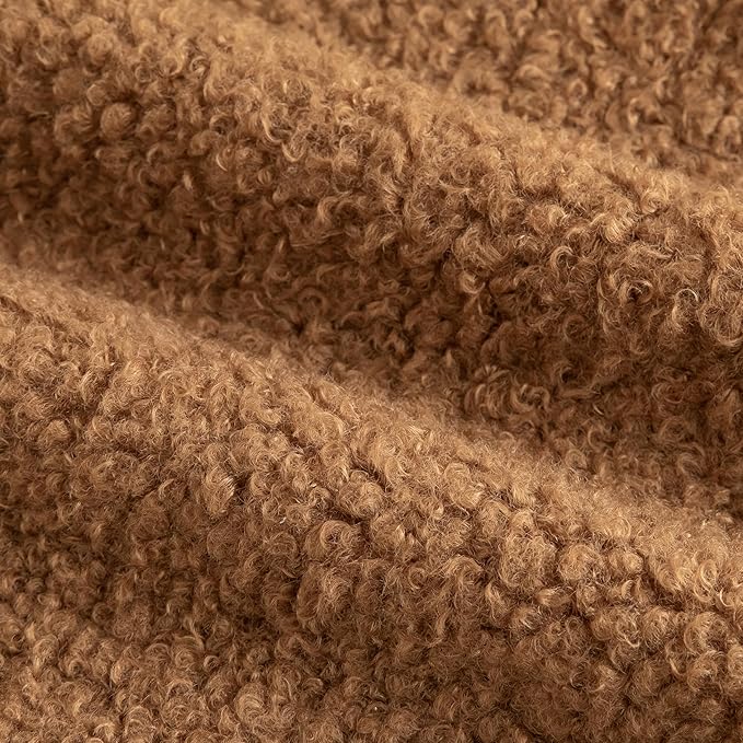 Pack of 2 Curly Teddy Wool Faux Fur Throw Pillow Covers Fuzzy Accent Soft Sherpa Pillowcases Sheepskin Fleece Decorative Cushion Case for Sofa Couch Living Room 12x20 Inch Bronze