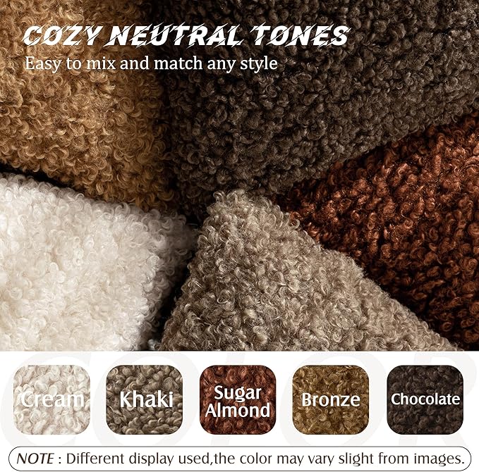 Foindtower 2 Pieces 20x20 Inch Hazel Brown,Faux Fur Throw Pillow Cover Accent Sherpa Furry Pillow Covers Fuzzy Soft Pillowcases Cozy Sheepskin Decorative Fleece Cushion Case for Bed Couch Living Room