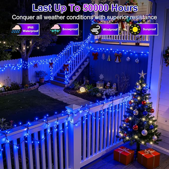 470FT 1500LED Christmas Lights, 12 Modes Blue Outdoor String Lights with Timer & Dimmable, Waterproof Green Wire Christmas String Lights for Indoor Tree Xmas Patio Fence Balcony Garden Party Decor