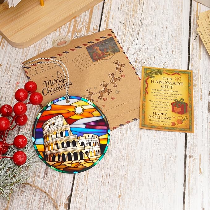 Italy Ornament, Christmas Ornaments 2025, Rome Colosseum Travel Souvenir for Tree, Italian Landmark Holiday Keepsake, Italy Christmas Decoration, Gift from Rome for Travelers