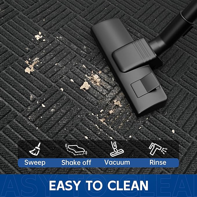 Durable Indoor Outdoor Door Mat, 3' x 5' Heavy Duty Front Door Mat for Entryway, Non-Slip Backing, Stain and Fade Resistant, Absorbent Commercial Floor Mat for High Traffic Area, Black