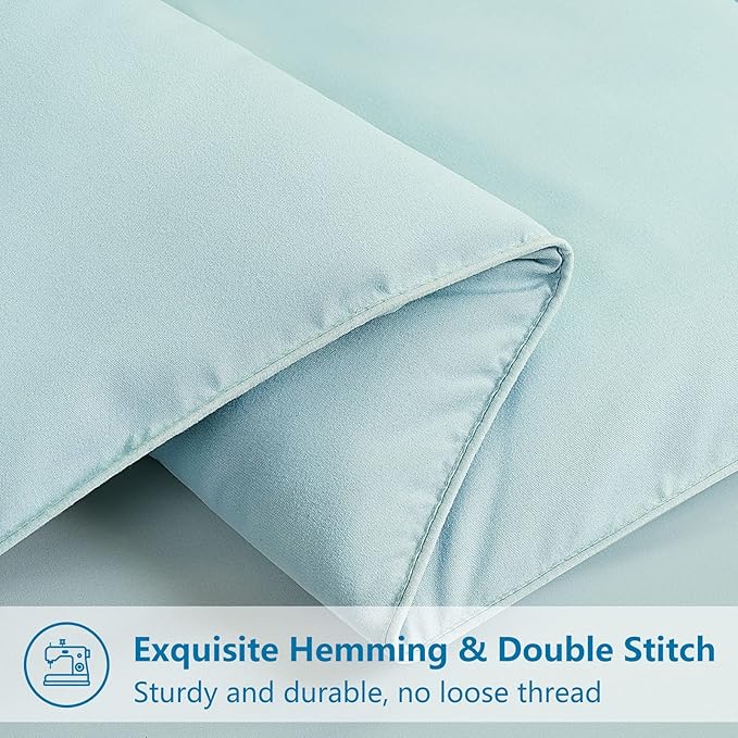 EASELAND Oversized King Down Alternative Comforter - Quilted Duvet Insert for All Seasons, Soft Lightweight with Corner Tabs, Summer Winter Warm Bedding, Aqua 98x116 Inches