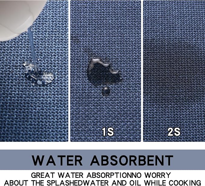 Kitchen Mat Set of 2 PCS, Cushioned Non Slip Rugs for Kitchen Floor, Absorbent Runner Comfort Standing Mats Washable for Kitchen, Office, Home (Dark Blue, 17.3"x47"+17.3"x71")