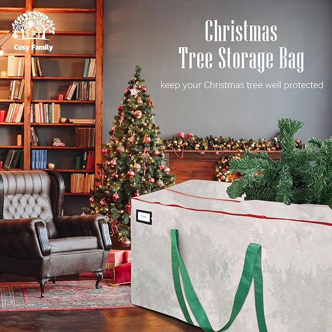 Cosy Family 9 ft Christmas Tree Storage Bag - Durable Heavy Duty Extra Large Artificial Xmas Holiday Tree Bag with Reinforced Handles and Dual Zippers Wide Opening - Clear