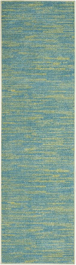 Nourison Home Essentials Blue Green 2'2" x 20' Area Rug Easy Clean, Non Shedding, Bed Room, Living Room, Dining Room, Kitchen (20' Runner)